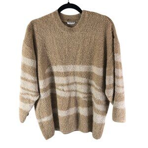 Tu Womens Sweater Crew Neck Geometric Striped Beige Ivory 20